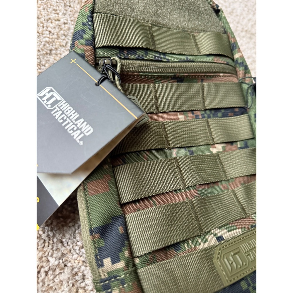 NWT Highland Tactical Sling Bag MOLLE Webbing Green Digital Camo Shoulder‎ Pack - Picture 2 of 11